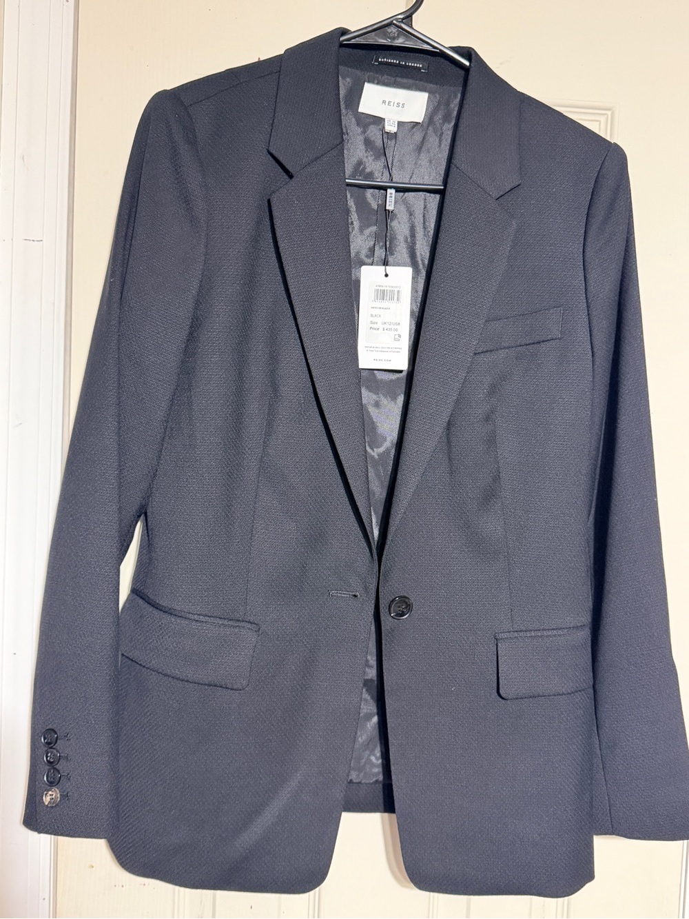 Reiss Navy Textured Single-Button Blazer - Picture 6 of 7